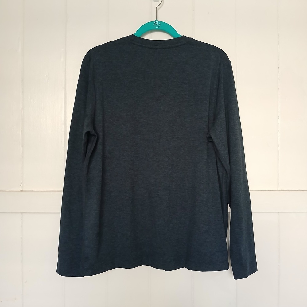 Lululemon Heavyweight Cotton Long Sleeve Crew Shirt Men's Large Navy Heather - Picture 2 of 11